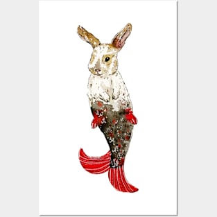 Calico Bunny Mermaid Posters and Art